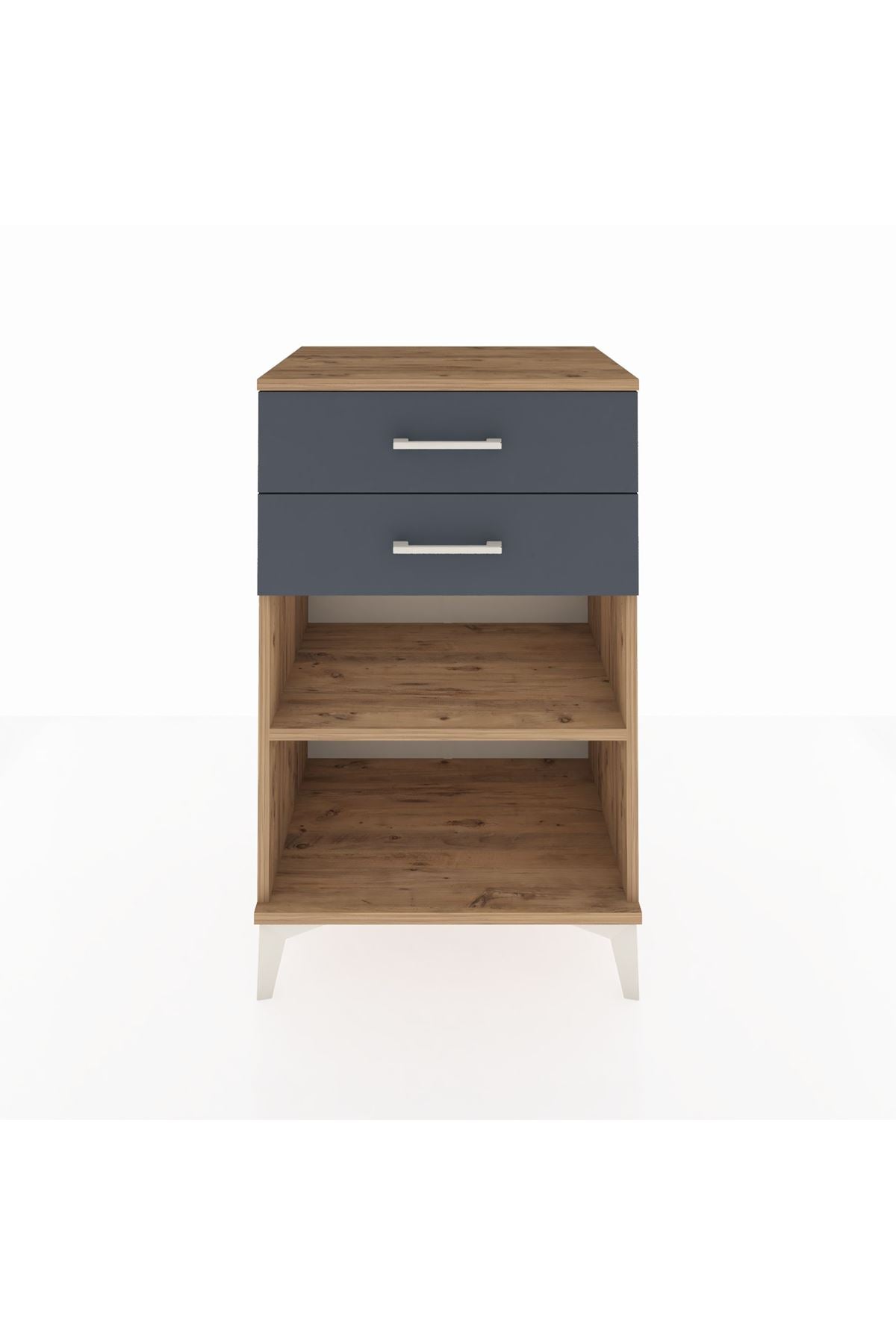 Hyperion Komodin Tek Raflı 2 Çekmeceli 60x44x96 Çam-Antrasit