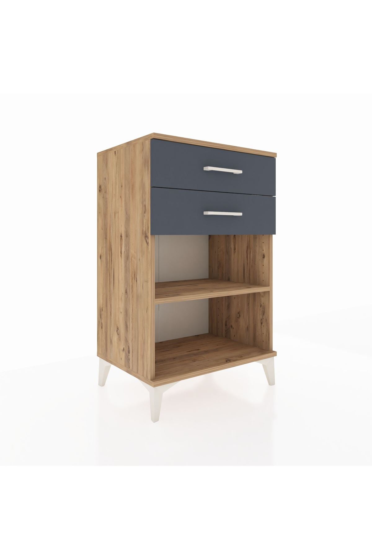 Hyperion Komodin Tek Raflı 2 Çekmeceli 60x44x96 Çam-Antrasit