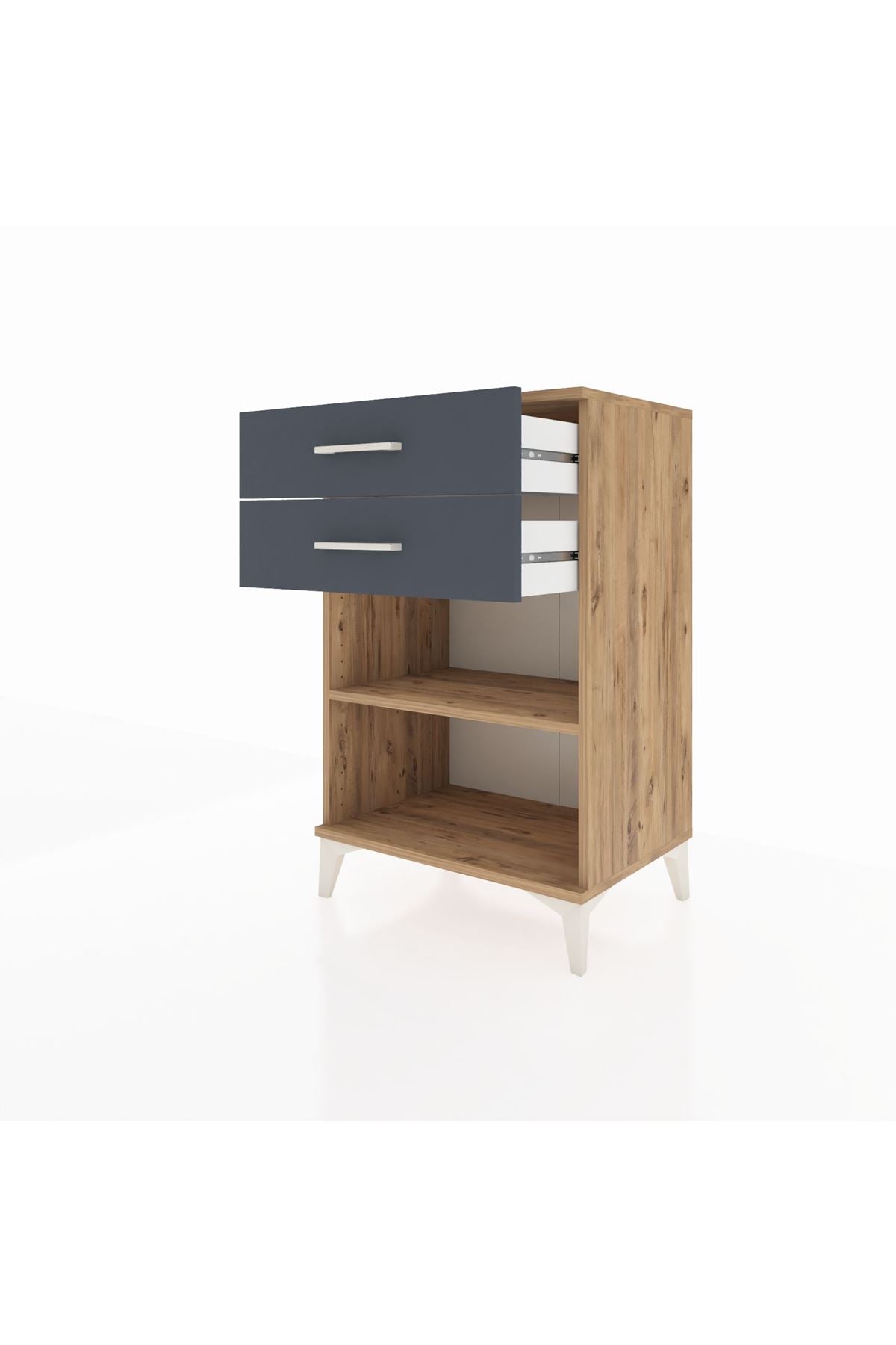 Hyperion Komodin Tek Raflı 2 Çekmeceli 60x44x96 Çam-Antrasit