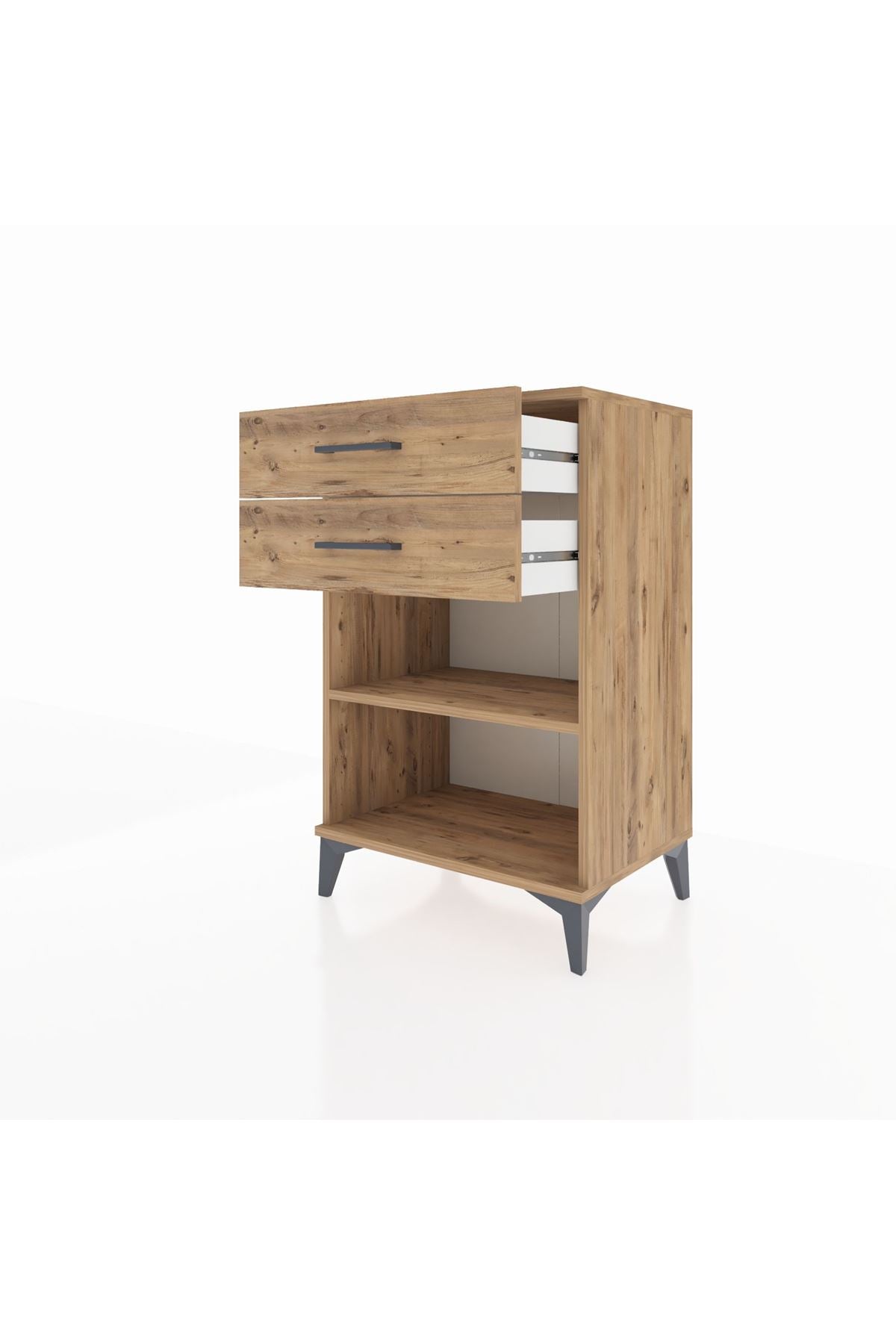 Hyperion Komodin Tek Raflı 2 Çekmeceli 60x44x96 Çam-Çam