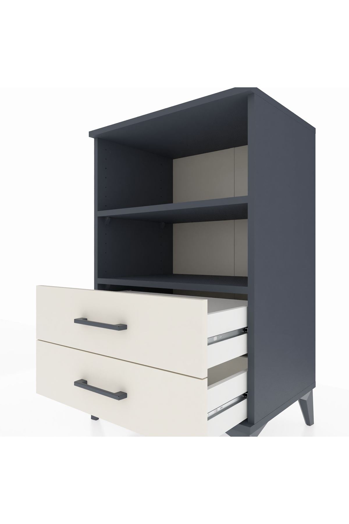 Hyperion Komodin 2 Raflı 2 Çekmeceli 60x44x96 Antrasit-Aytaşı