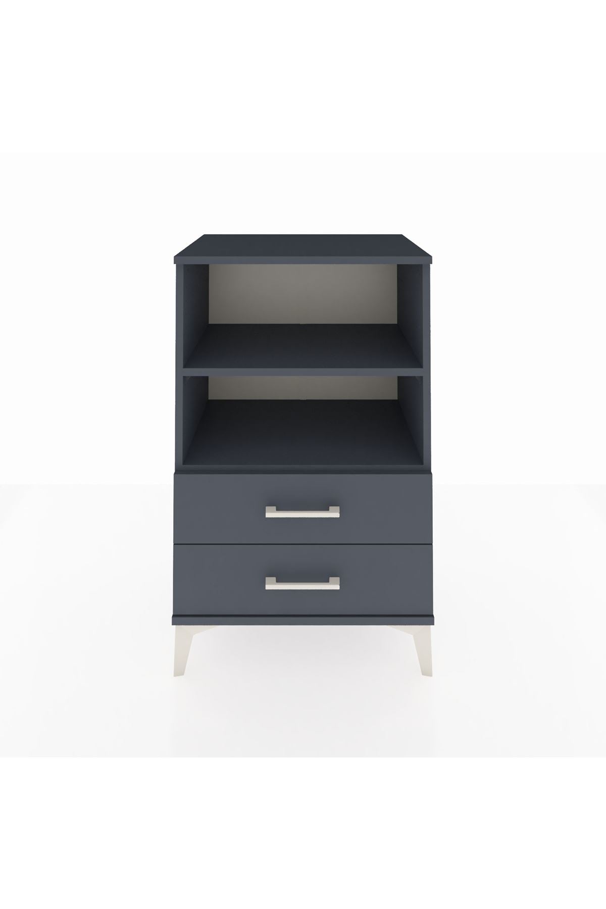 Hyperion Komodin 2 Raflı 2 Çekmeceli 60x44x96 Antrasit-Antrasit