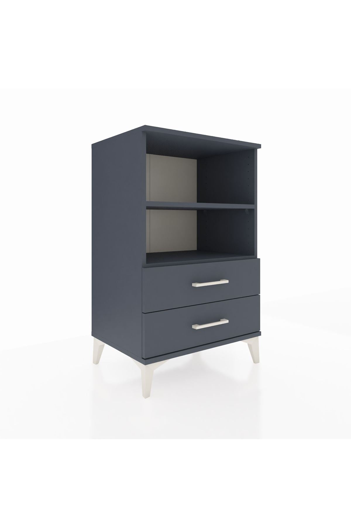 Hyperion Komodin 2 Raflı 2 Çekmeceli 60x44x96 Antrasit-Antrasit