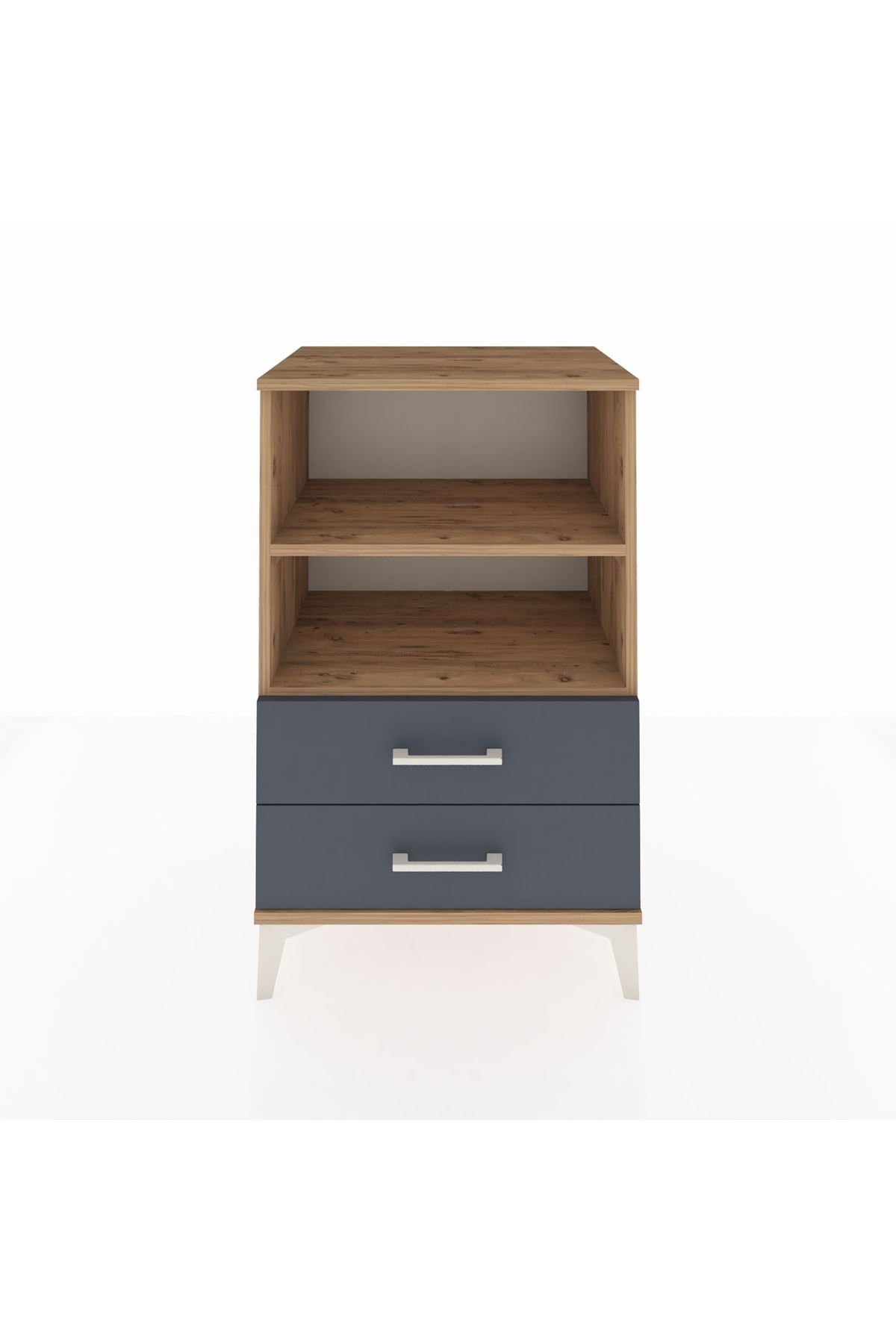 Hyperion Komodin 2 Raflı 2 Çekmeceli 60x44x96 Çam-Antrasit