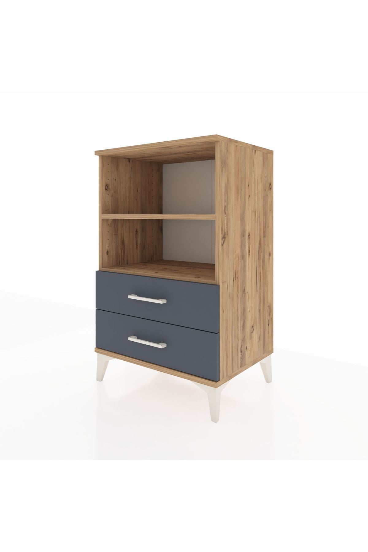 Hyperion Komodin 2 Raflı 2 Çekmeceli 60x44x96 Çam-Antrasit