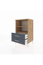 Hyperion Komodin 2 Raflı 2 Çekmeceli 60x44x96 Çam-Antrasit