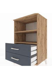 Hyperion Komodin 2 Raflı 2 Çekmeceli 60x44x96 Çam-Antrasit