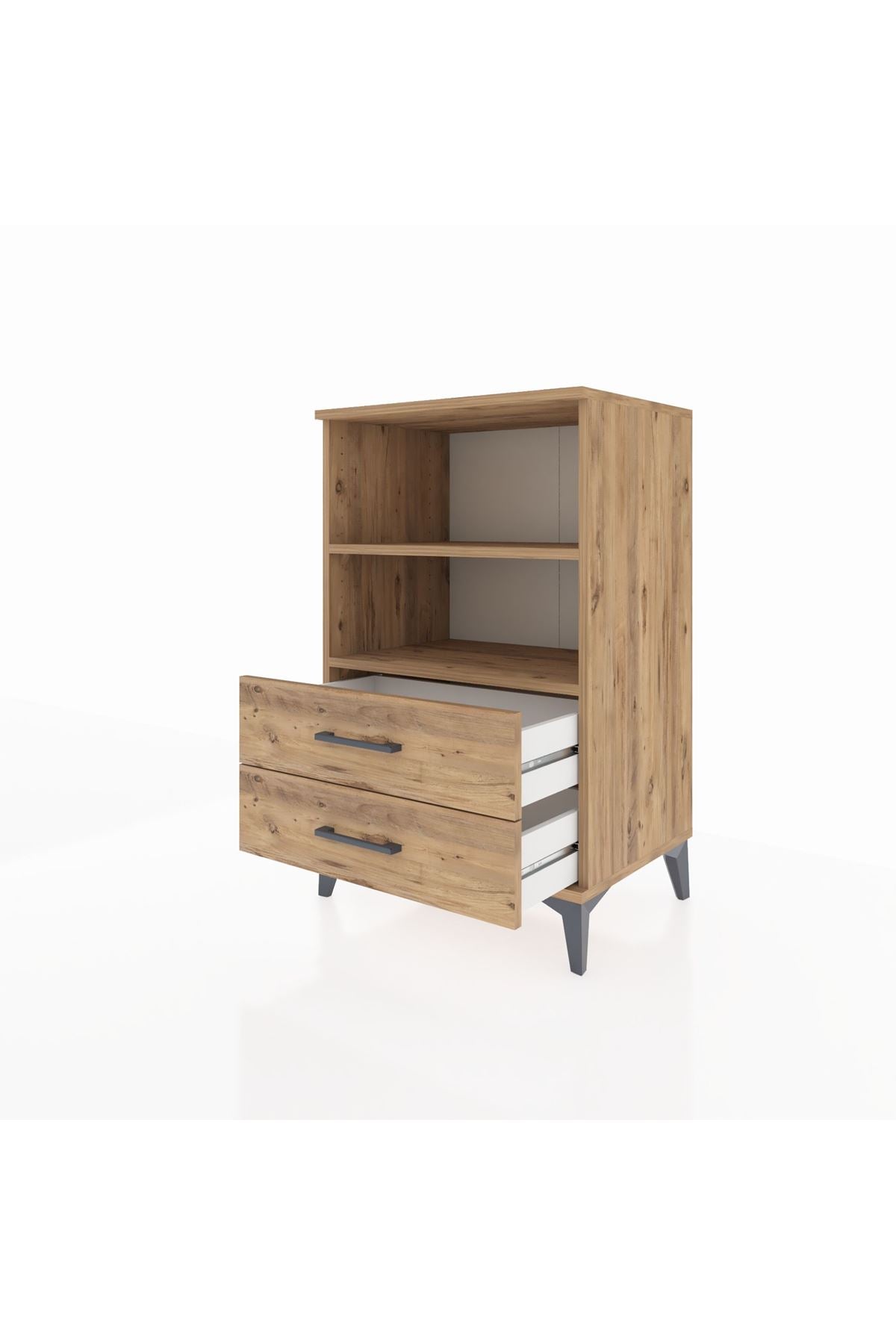 Hyperion Komodin 2 Raflı 2 Çekmeceli 60x44x96 Çam-Çam