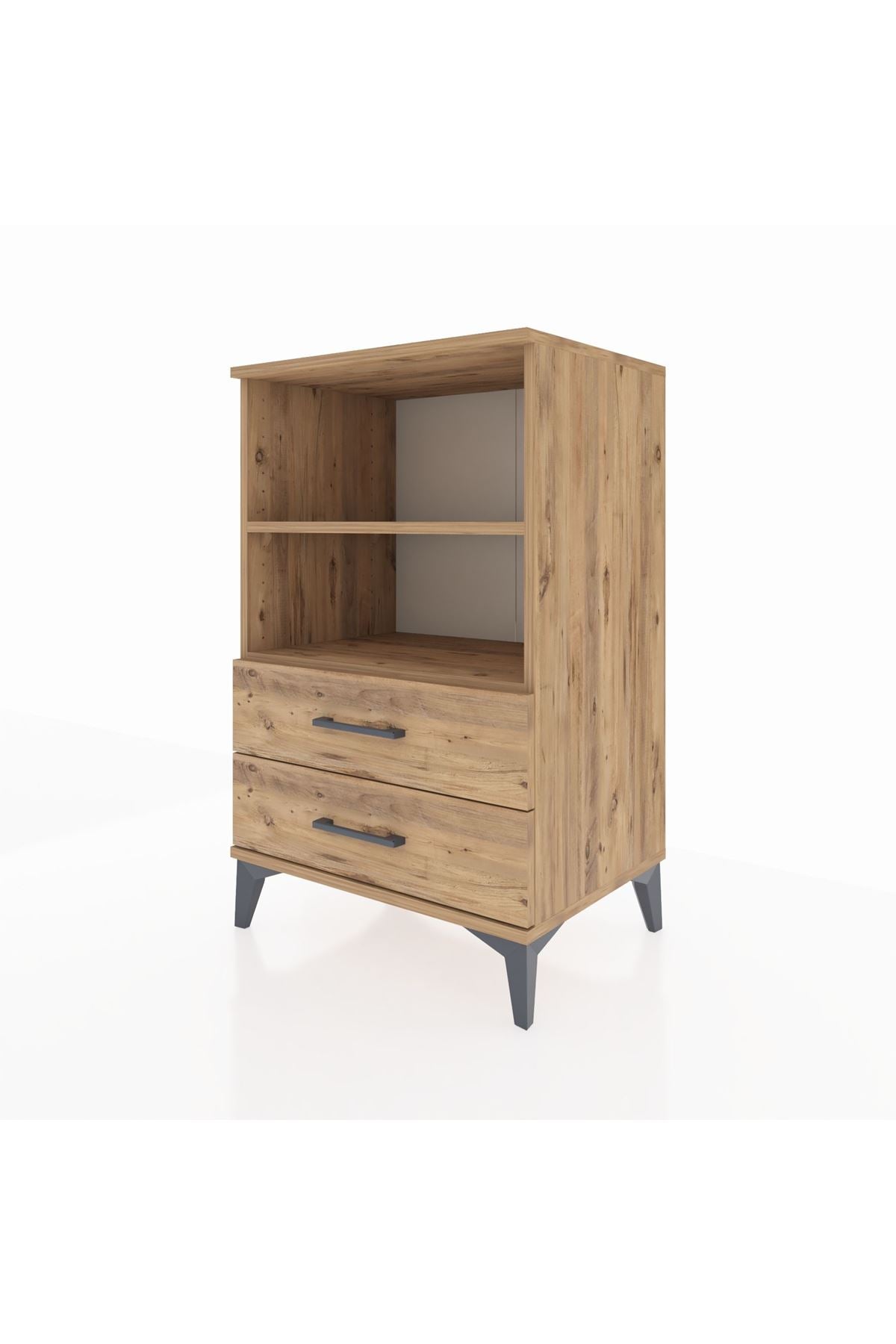 Hyperion Komodin 2 Raflı 2 Çekmeceli 60x44x96 Çam-Çam