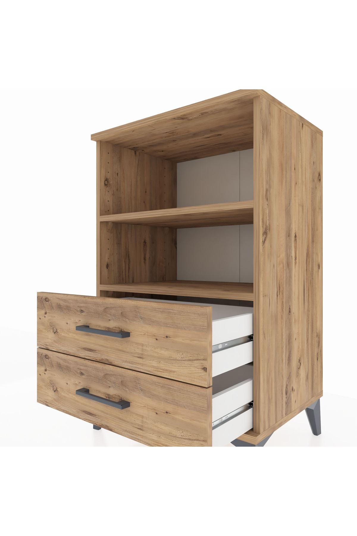 Hyperion Komodin 2 Raflı 2 Çekmeceli 60x44x96 Çam-Çam