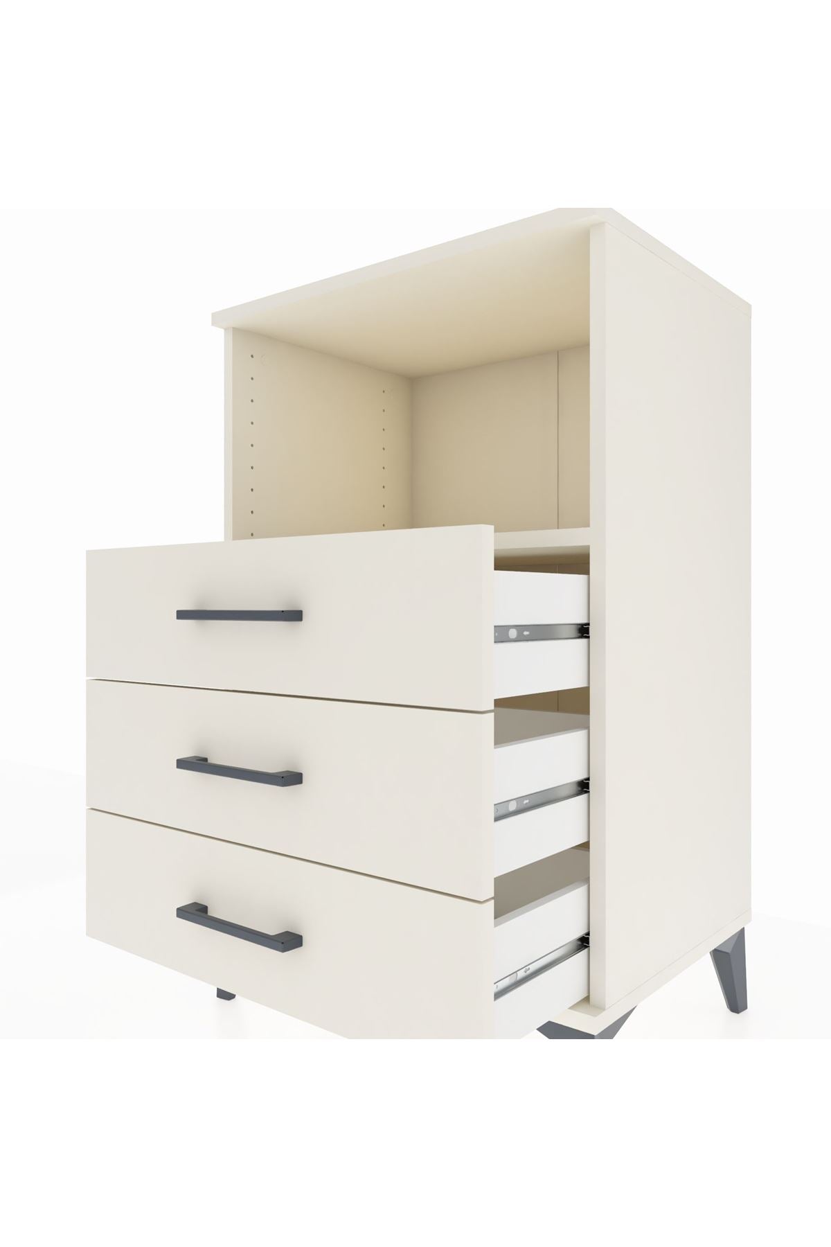 Hyperion Komodin Tek Raflı 3 Çekmeceli 60x44x96 Aytaşı-Aytaşı