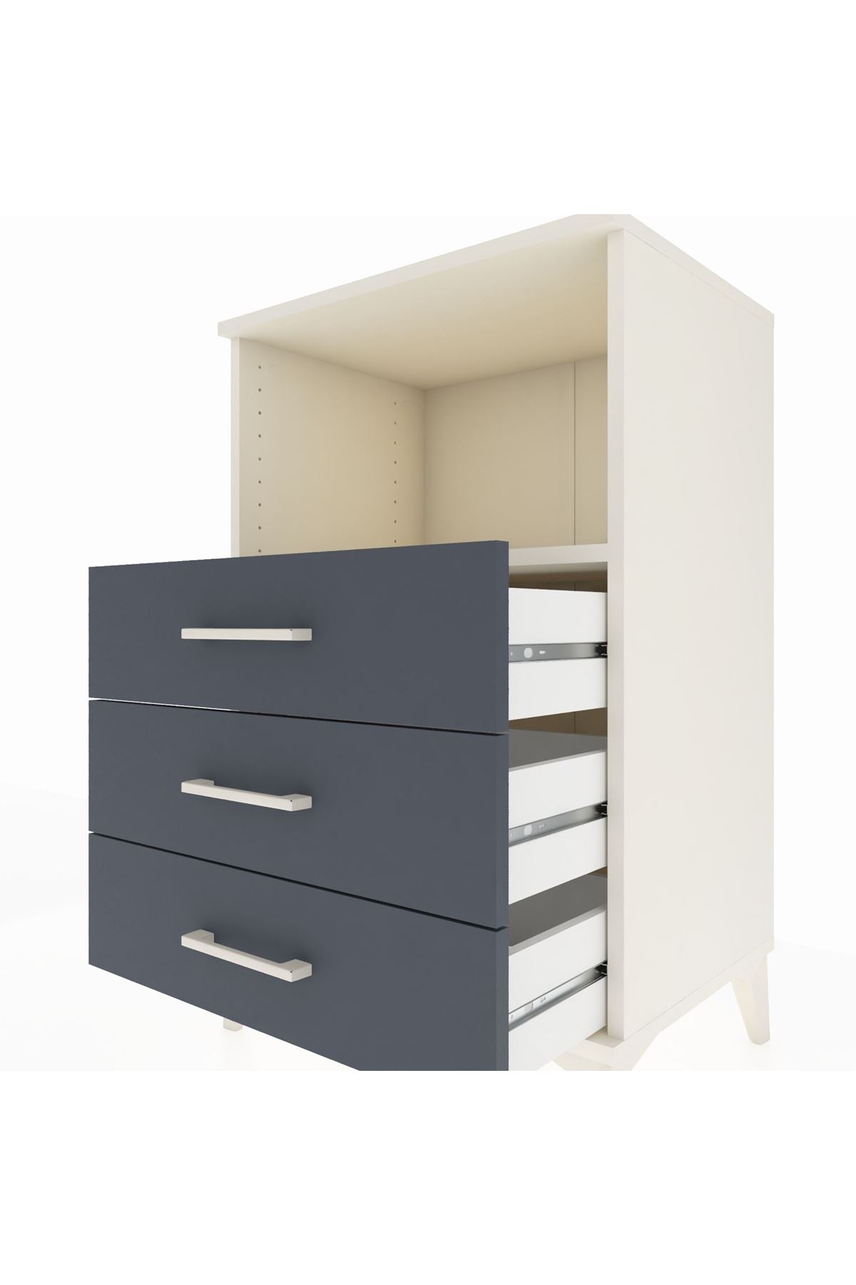 Hyperion Komodin Tek Raflı 3 Çekmeceli 60x44x96 Aytaşı-Antrasit