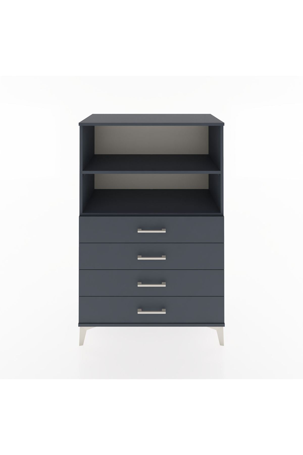 Hyperion Dolap 2 Raflı 4 Çekmeceli 88x44x134 Antrasit-Antrasit