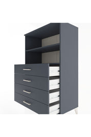 Hyperion Dolap 2 Raflı 4 Çekmeceli 88x44x134 Antrasit-Antrasit