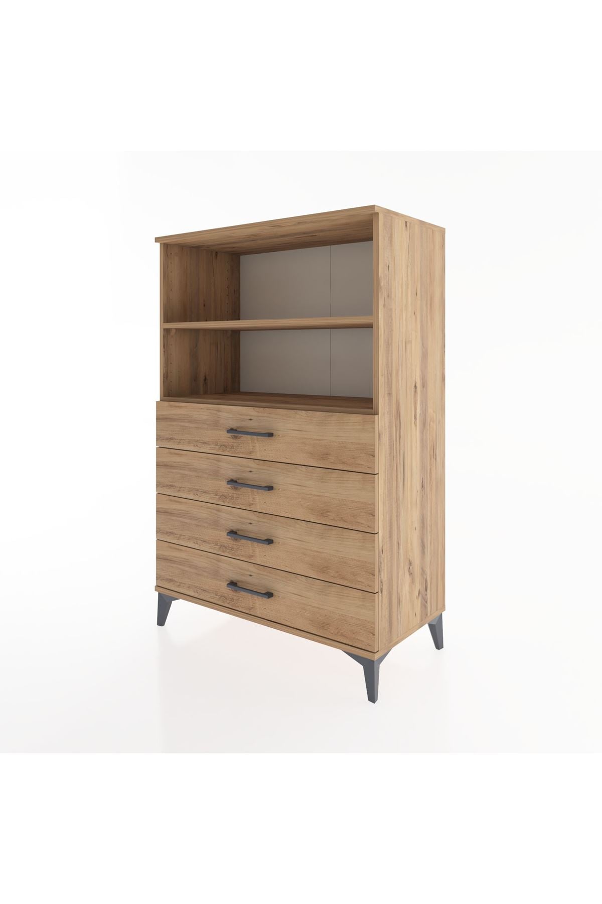 Hyperion Dolap 2 Raflı 4 Çekmeceli 88x44x134 Çam-Çam