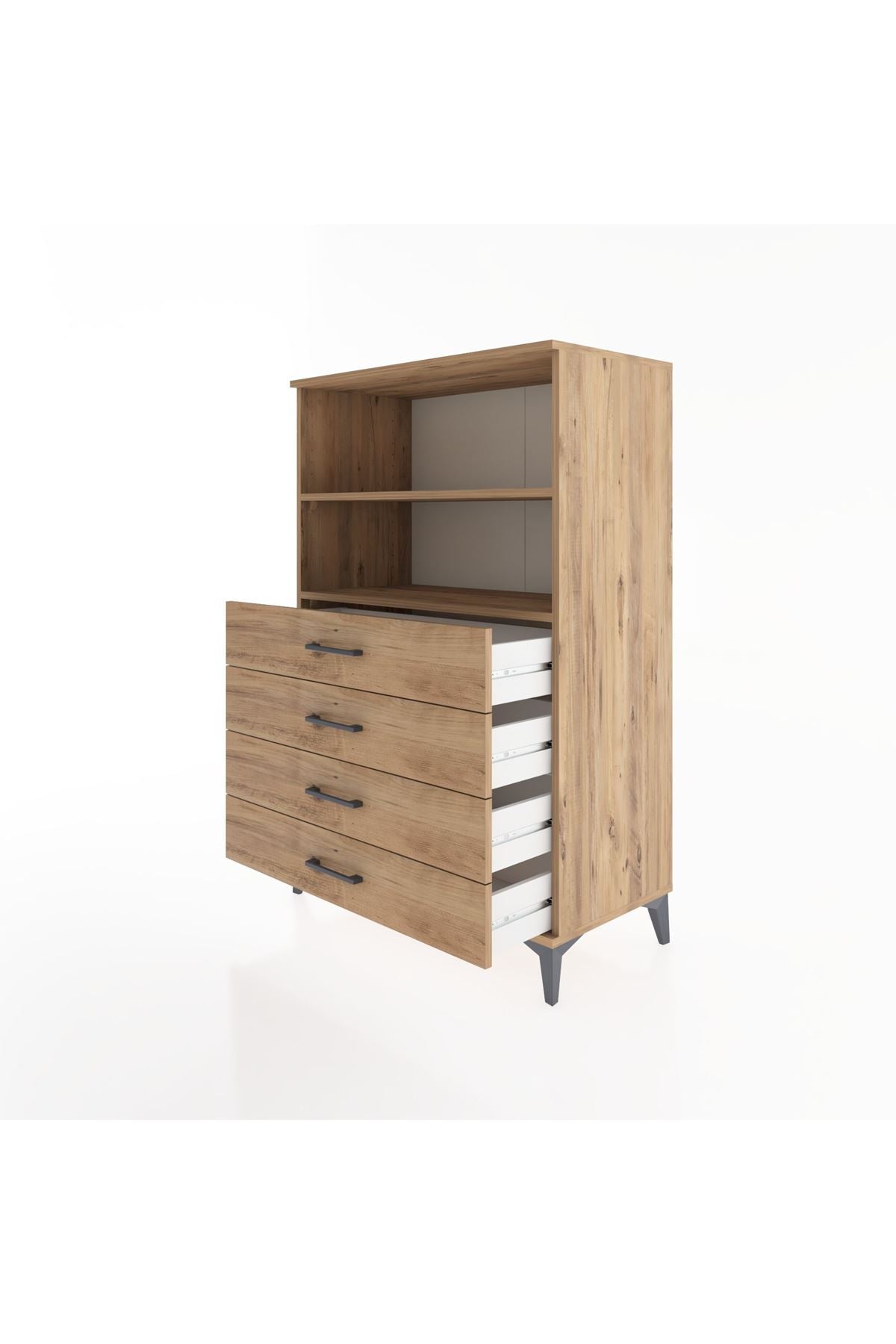 Hyperion Dolap 2 Raflı 4 Çekmeceli 88x44x134 Çam-Çam