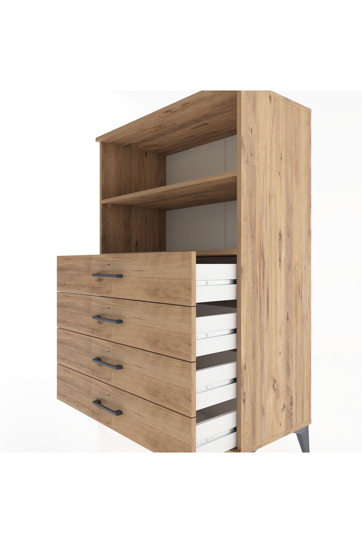 Hyperion Dolap 2 Raflı 4 Çekmeceli 88x44x134 Çam-Çam