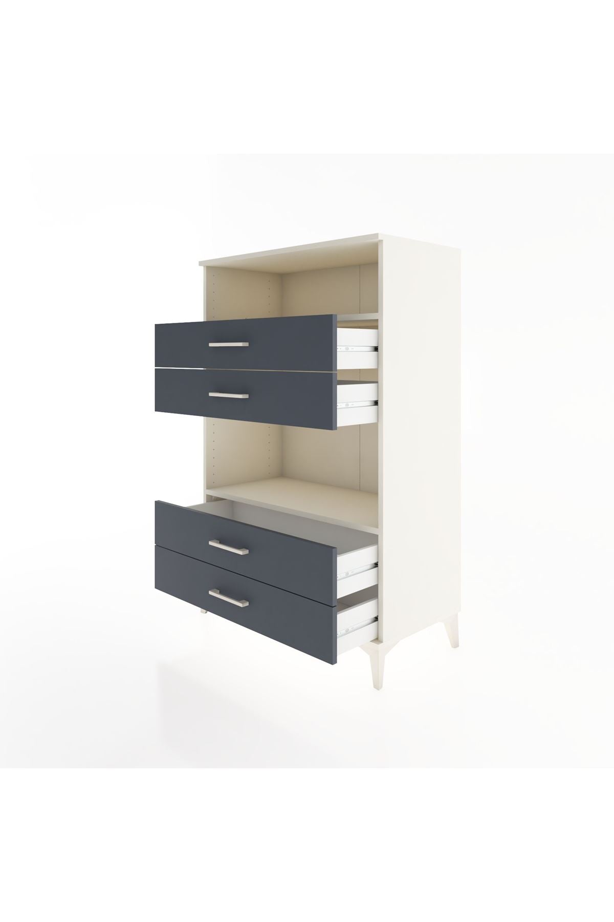 Hyperion Dolap 2 Raflı 4 Çekmeceli 88x44x134 Aytaşı-Antrasit