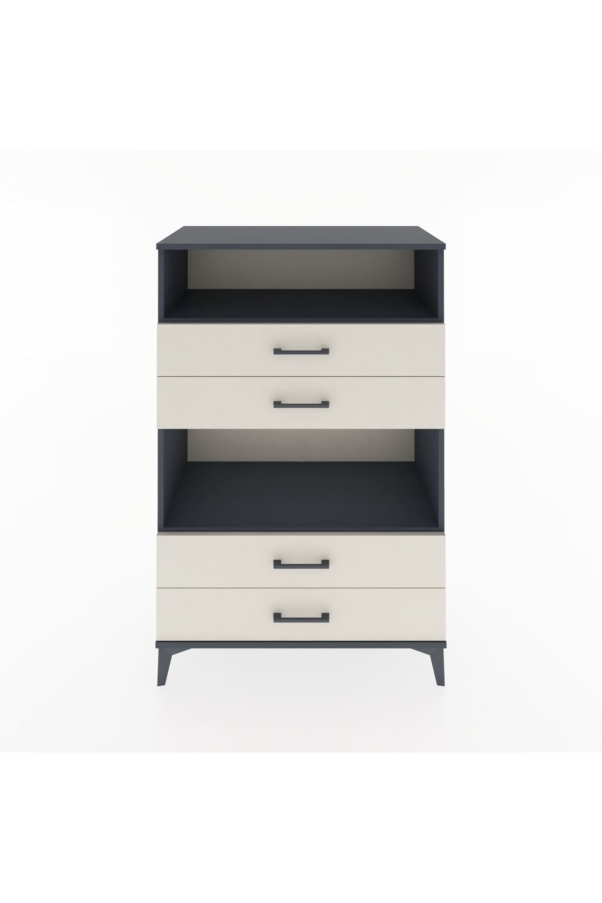 Hyperion Dolap 2 Raflı 4 Çekmeceli 88x44x134 Antrasit-Aytaşı