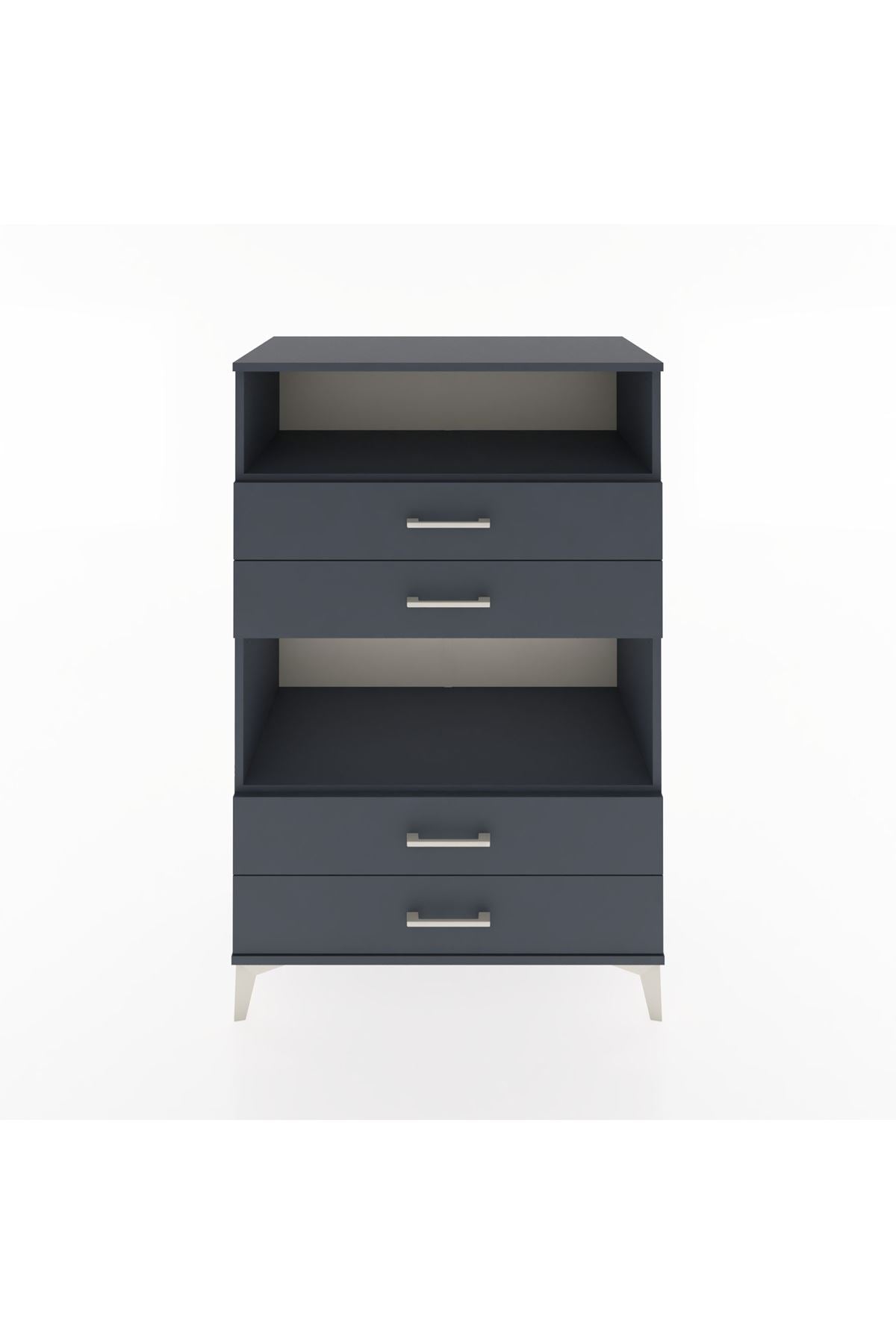 Hyperion Dolap 2 Raflı 4 Çekmeceli 88x44x134 Antrasit-Antrasit