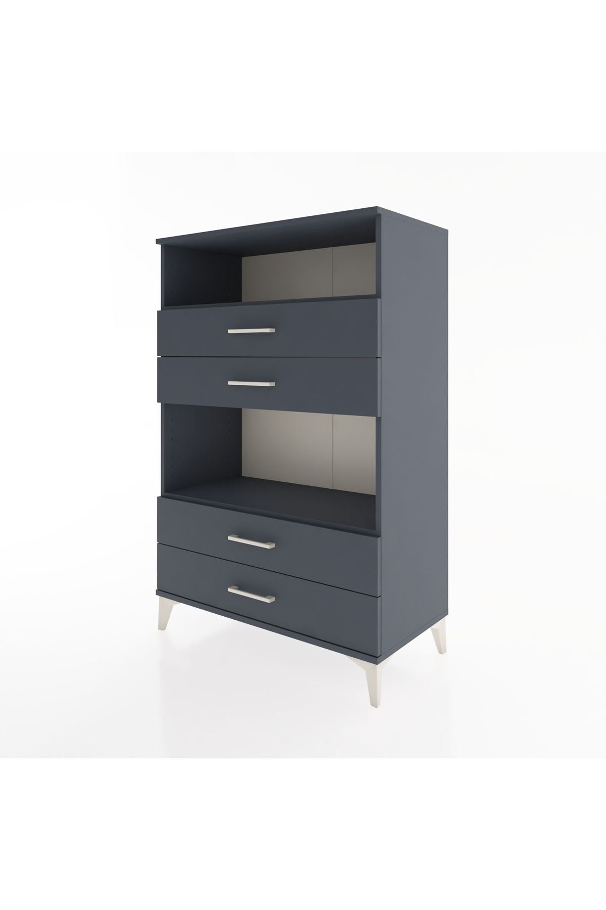 Hyperion Dolap 2 Raflı 4 Çekmeceli 88x44x134 Antrasit-Antrasit