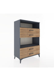 Hyperion Dolap 2 Raflı 4 Çekmeceli 88x44x134 Antrasit-Çam