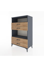 Hyperion Dolap 2 Raflı 4 Çekmeceli 88x44x134 Antrasit-Çam