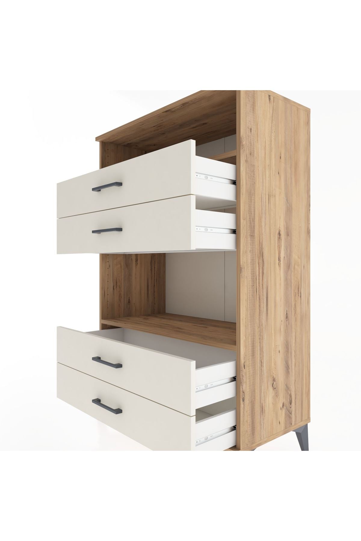 Hyperion Dolap 2 Raflı 4 Çekmeceli 88x44x134 Çam-Aytaşı