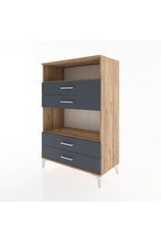 Hyperion Dolap 2 Raflı 4 Çekmeceli 88x44x134 Çam-Antrasit