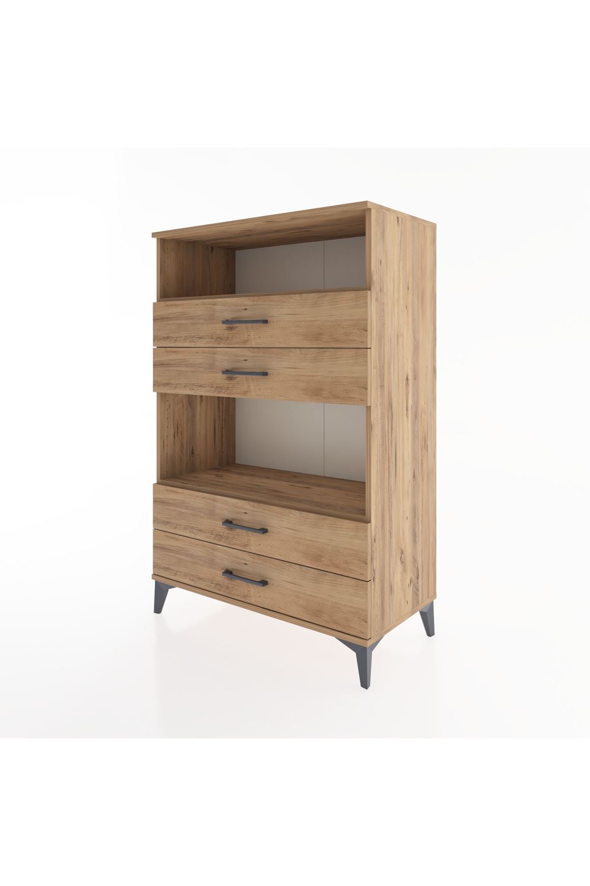 Hyperion Dolap 2 Raflı 4 Çekmeceli 88x44x134 Çam-Çam