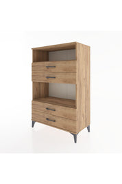 Hyperion Dolap 2 Raflı 4 Çekmeceli 88x44x134 Çam-Çam