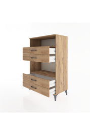 Hyperion Dolap 2 Raflı 4 Çekmeceli 88x44x134 Çam-Çam