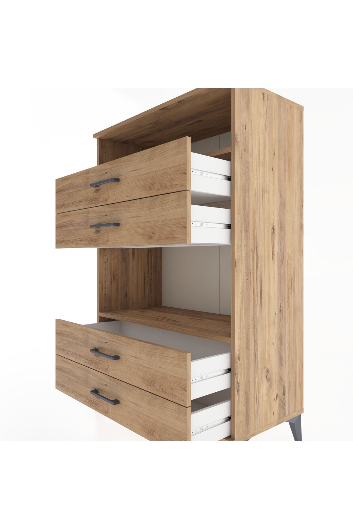 Hyperion Dolap 2 Raflı 4 Çekmeceli 88x44x134 Çam-Çam