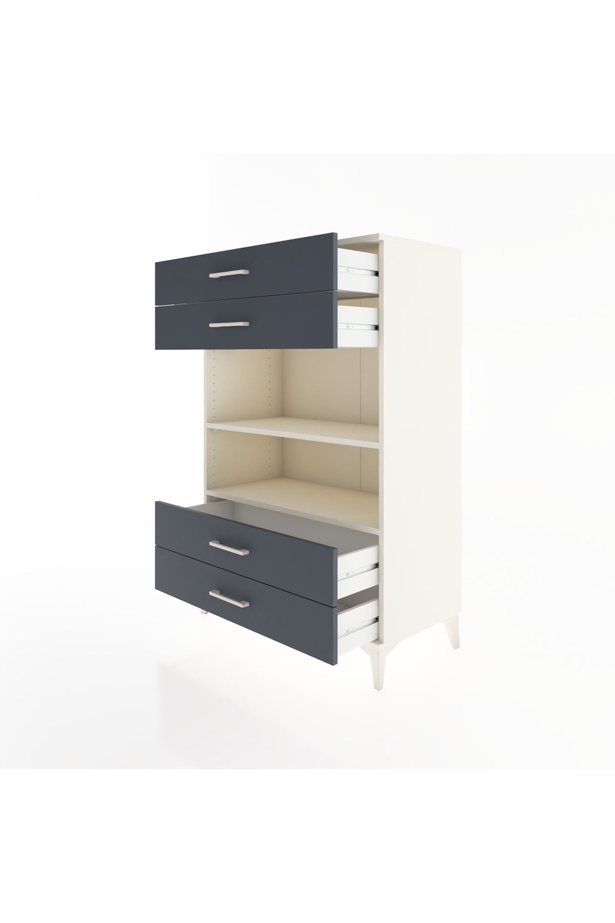 Hyperion Dolap 2 Raflı 4 Çekmeceli 88x44x134 Aytaşı-Antrasit