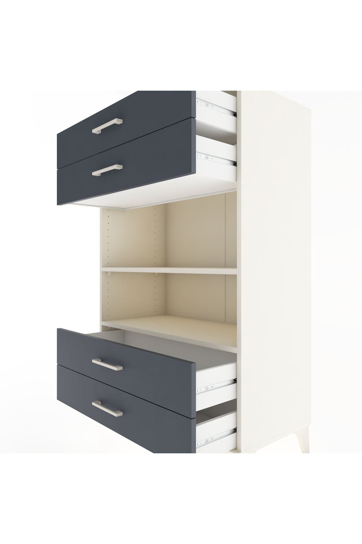 Hyperion Dolap 2 Raflı 4 Çekmeceli 88x44x134 Aytaşı-Antrasit