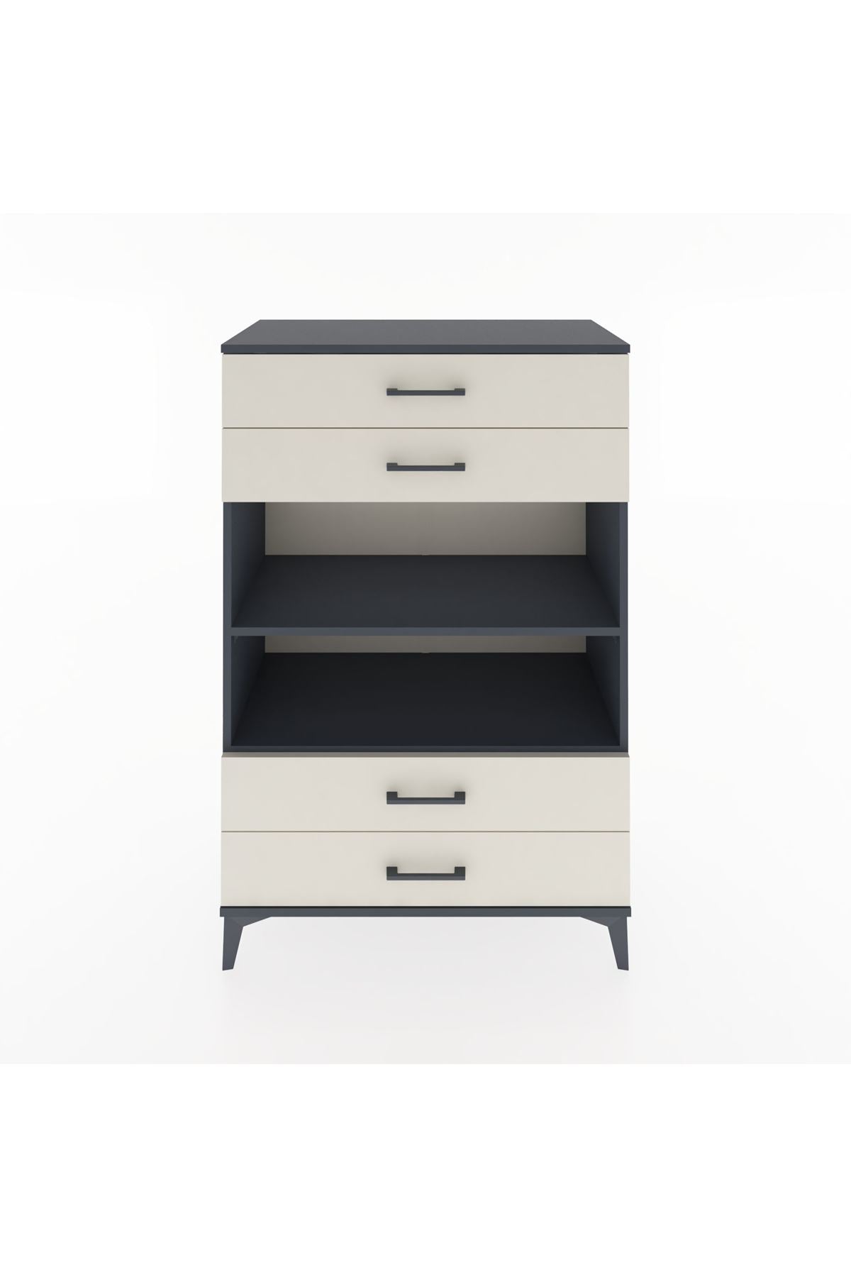 Hyperion Dolap 2 Raflı 4 Çekmeceli 88x44x134 Antrasit-Aytaşı