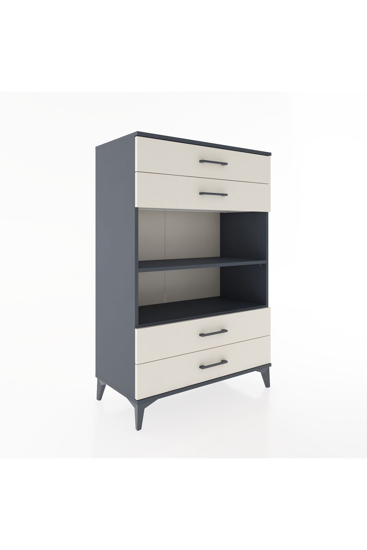 Hyperion Dolap 2 Raflı 4 Çekmeceli 88x44x134 Antrasit-Aytaşı