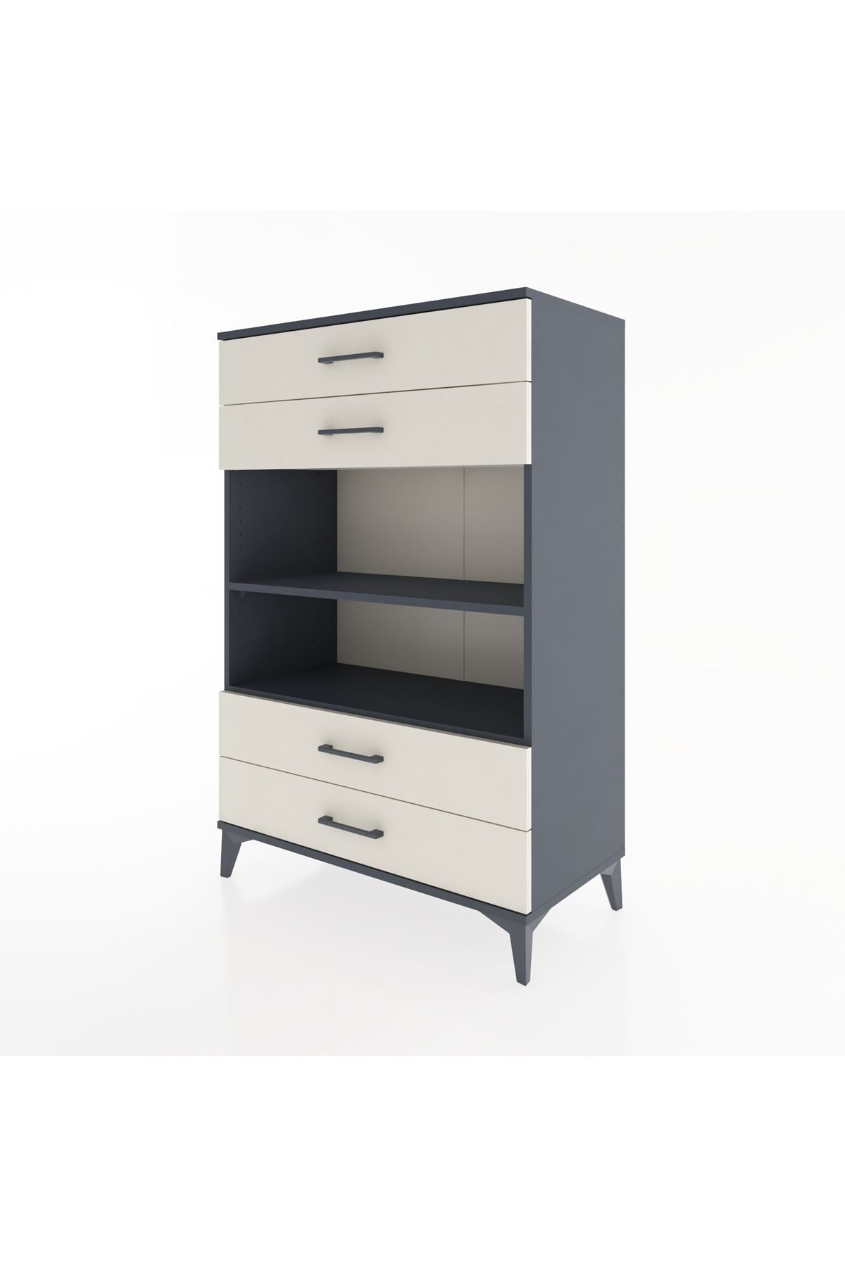 Hyperion Dolap 2 Raflı 4 Çekmeceli 88x44x134 Antrasit-Aytaşı