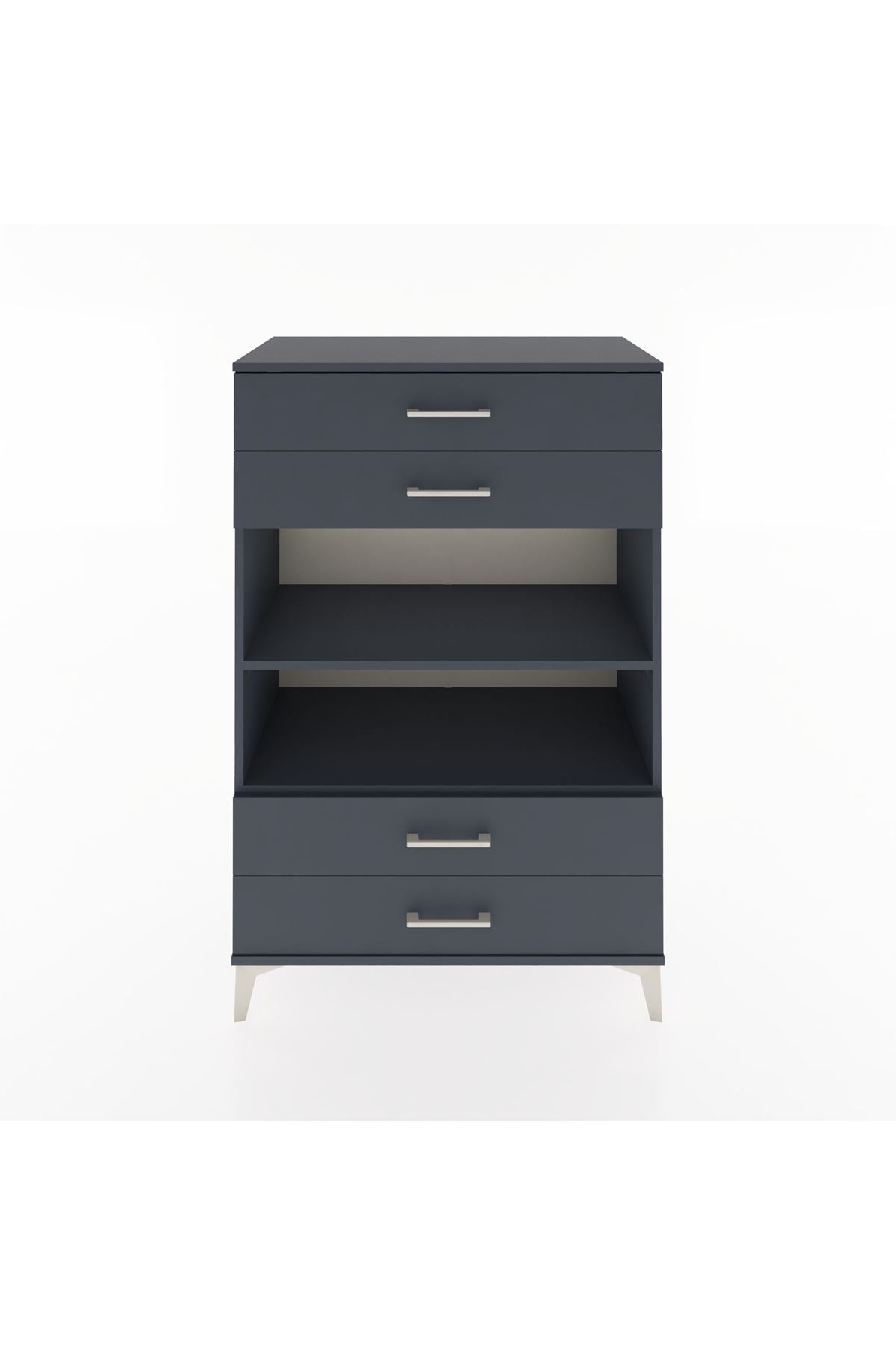 Hyperion Dolap 2 Raflı 4 Çekmeceli 88x44x134 Antrasit-Antrasit