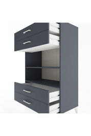 Hyperion Dolap 2 Raflı 4 Çekmeceli 88x44x134 Antrasit-Antrasit