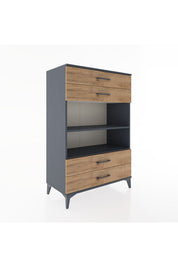 Hyperion Dolap 2 Raflı 4 Çekmeceli 88x44x134 Antrasit-Çam