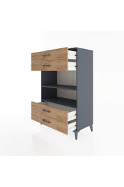 Hyperion Dolap 2 Raflı 4 Çekmeceli 88x44x134 Antrasit-Çam