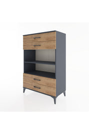 Hyperion Dolap 2 Raflı 4 Çekmeceli 88x44x134 Antrasit-Çam