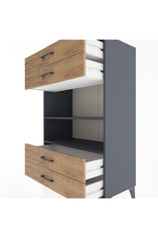 Hyperion Dolap 2 Raflı 4 Çekmeceli 88x44x134 Antrasit-Çam