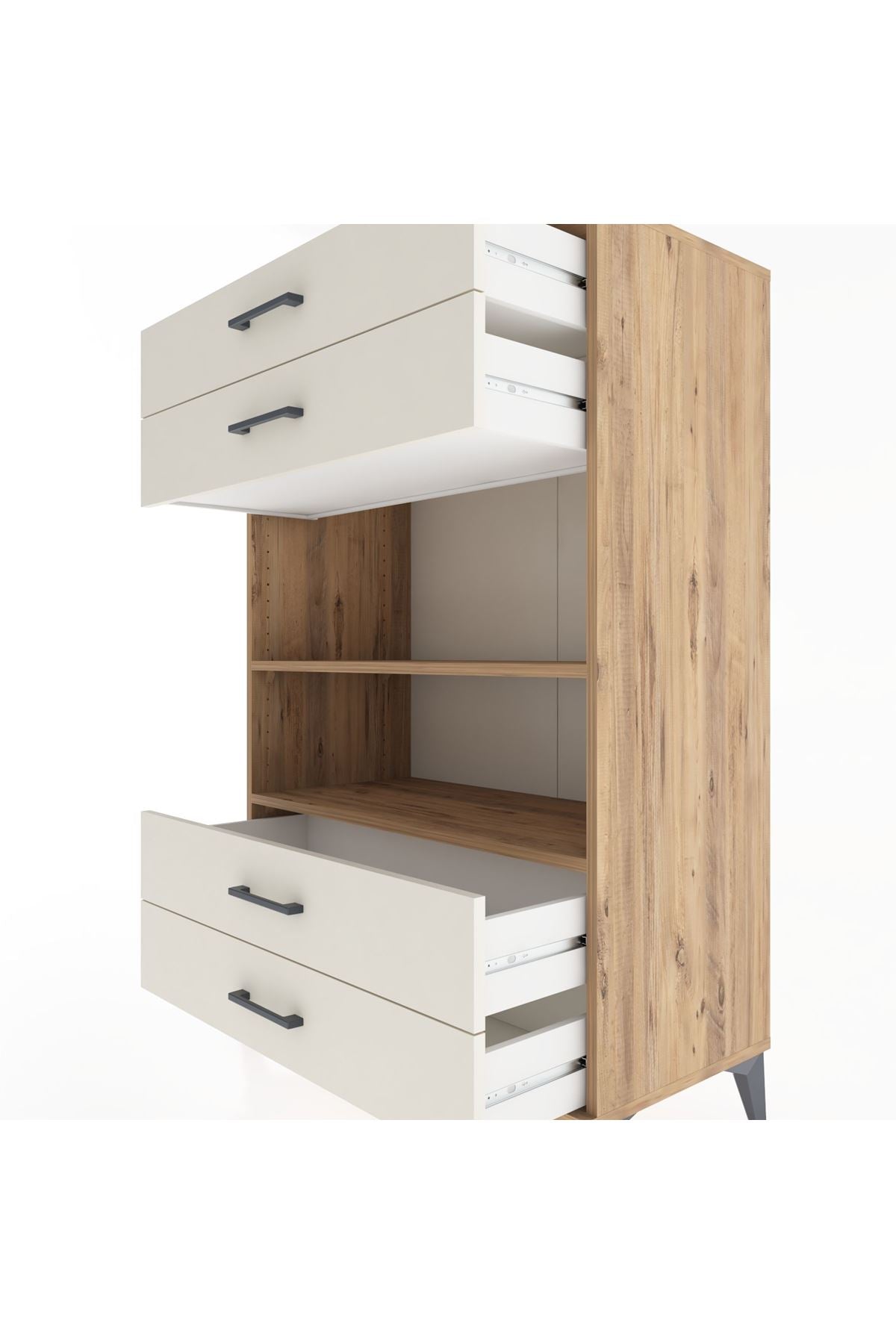 Hyperion Dolap 2 Raflı 4 Çekmeceli 88x44x134 Çam-Aytaşı