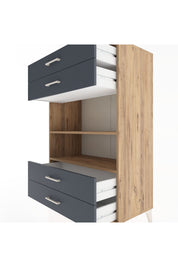 Hyperion Dolap 2 Raflı 4 Çekmeceli 88x44x134 Çam-Antrasit