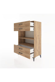 Hyperion Dolap 2 Raflı 4 Çekmeceli 88x44x134 Çam-Çam