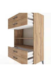 Hyperion Dolap 2 Raflı 4 Çekmeceli 88x44x134 Çam-Çam