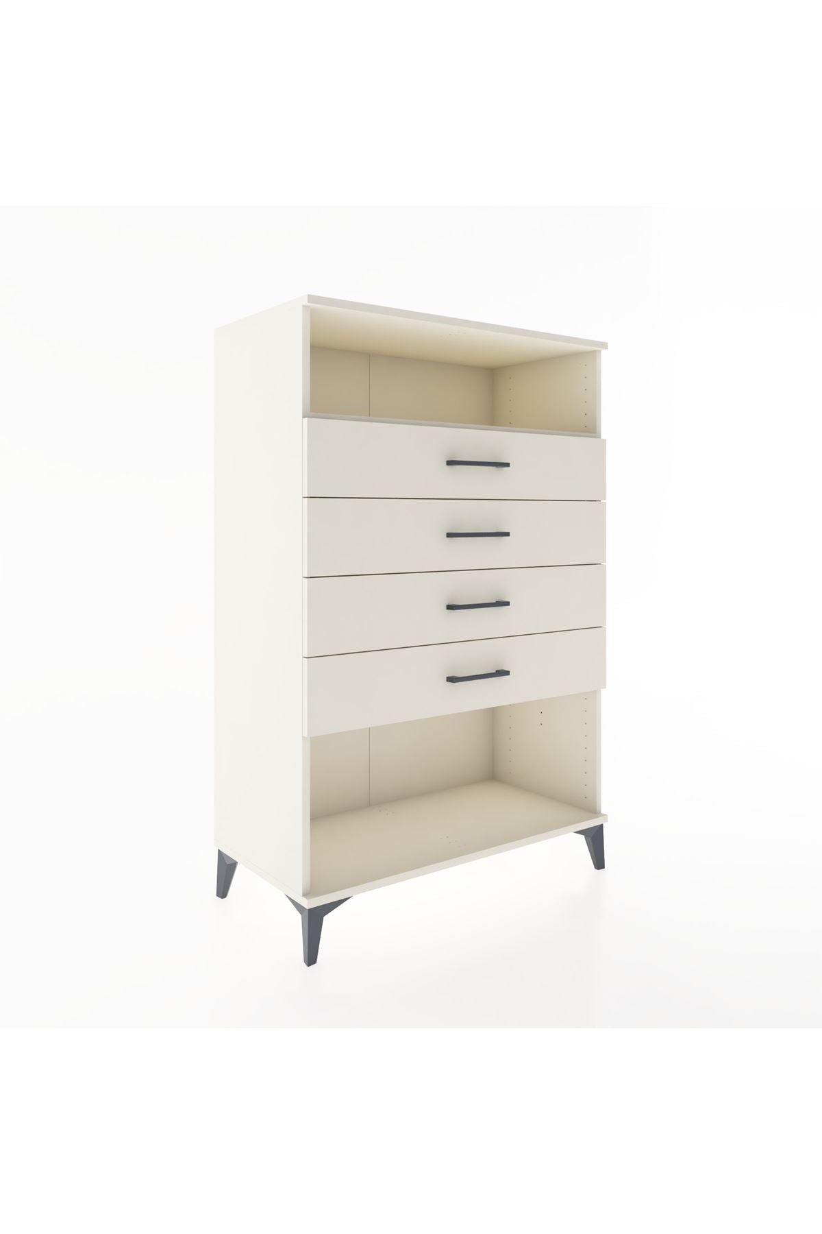 Hyperion Dolap Tek Raflı 4 Çekmeceli 88x44x134 - S51M132V1B