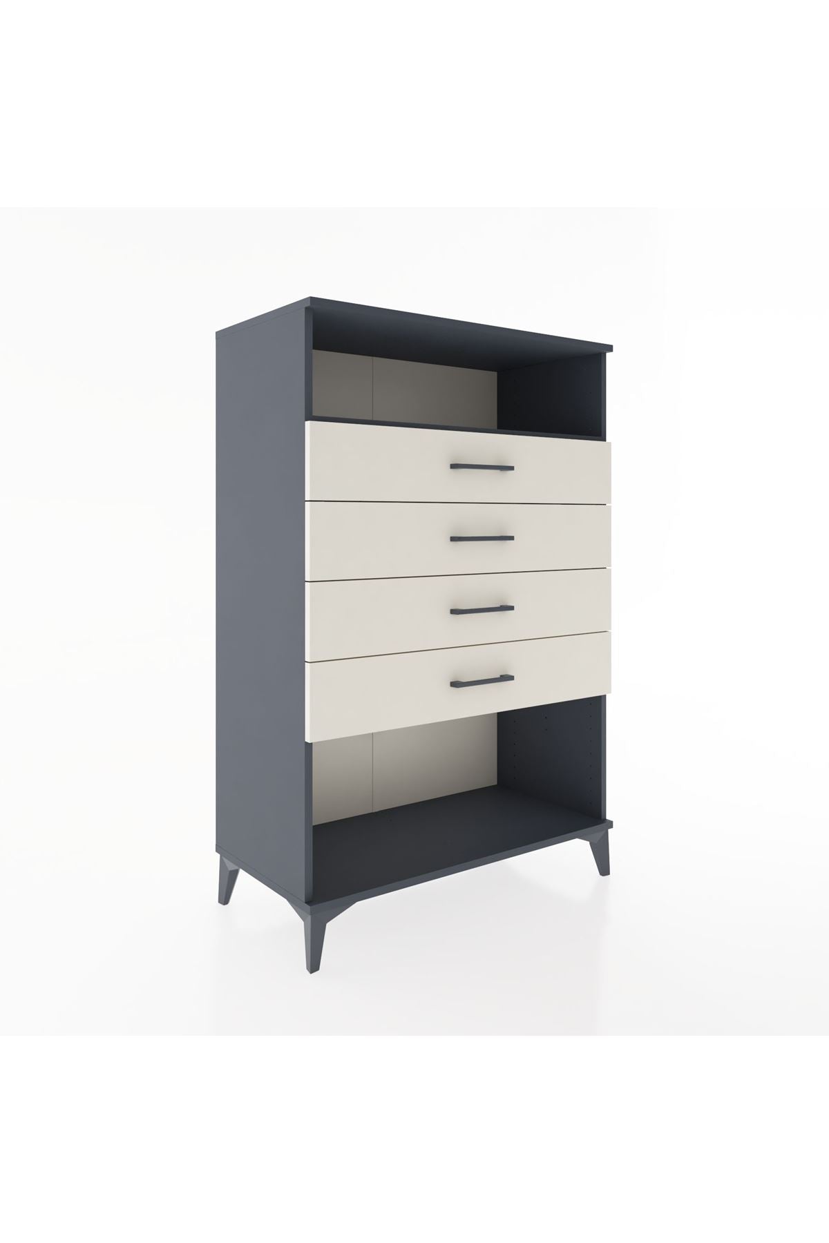 Hyperion Dolap Tek Raflı 4 Çekmeceli 88x44x134 - S51M132V4B